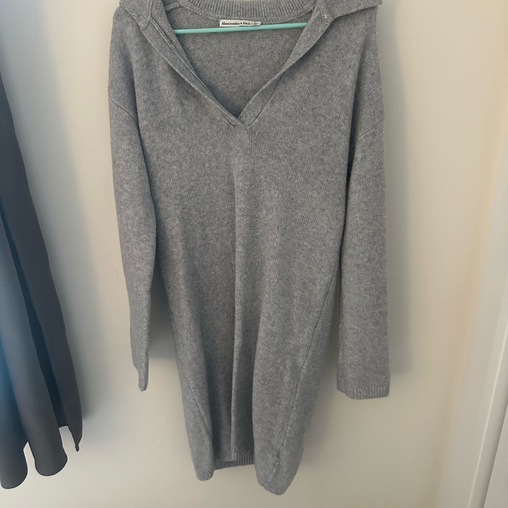 Abercrombie & Fitch Heather Gray Knit Sweater Dress